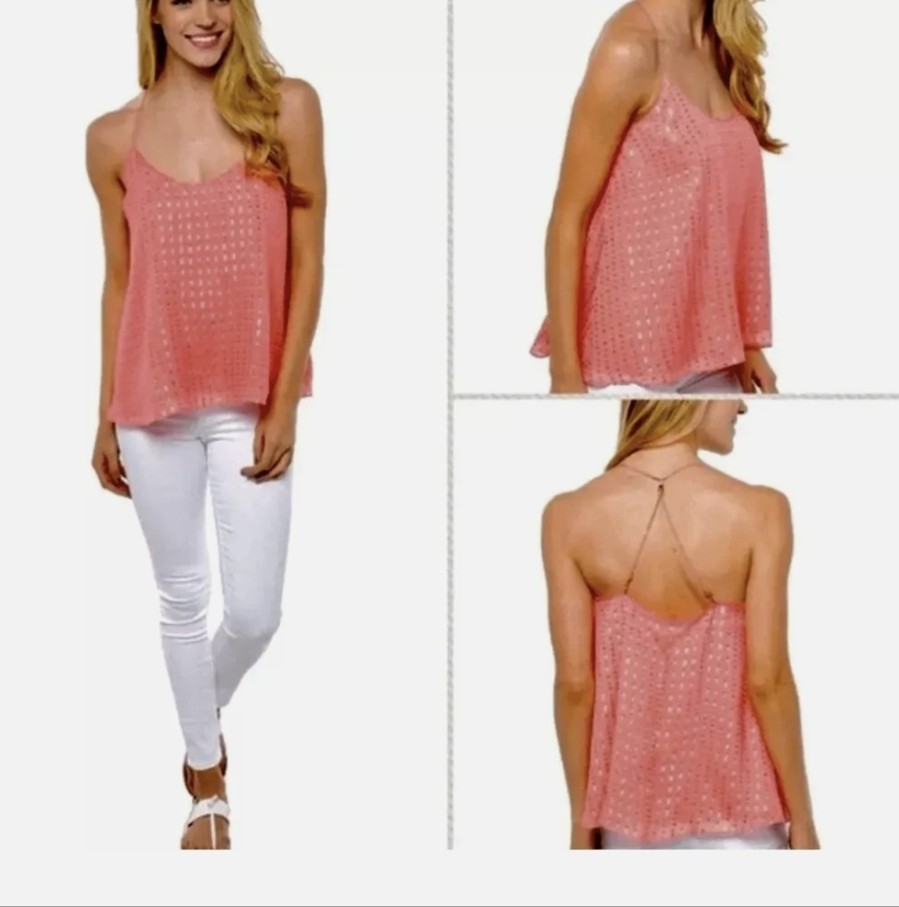 Lilly Pulitzer Coral Pink Silk RazorbackTop Sz.L